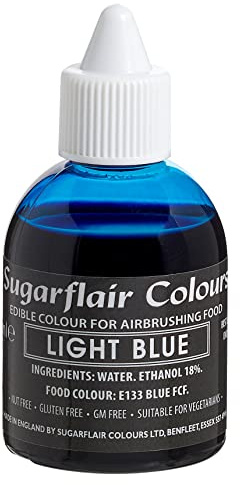 Sugarflair Airbrush Colouring Lebensmittelfarbe, Light Blue, 60 ml | Essbare Lebensmittel Farbe Flüssig, Airbrush-Farbe für Kuchen, Cupcakes, Zuckerguss und Kuchendekorationen