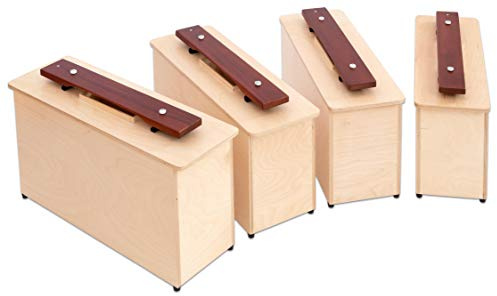 Betzold Musik - 4 Kontrabass-Klangbausteine (c1, d1, e1, f1), Klangstäbe aus Holz, Resonanzkasten aus Ahorn, Bass-Klanggrund, Liedbegleitung