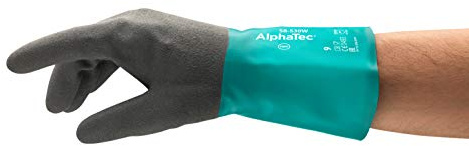 Ansell AlphaTec 58-530W Chemical Resistant Work Gloves, Unrivalled Chemical Protection, Comfortable with Confident Grip, Industrial PPE, Safety Workwear, Men Women, Green, Size S (6 Pairs)
