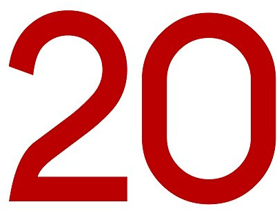 Zahl 20 in rot, 30 cm großer Sticker, wetterfeste Klebezahl | Selbstklebende Klebefolie für Hausnummern an Tür, Tor, Garage, Schaufenster und allen glatten Oberflächen