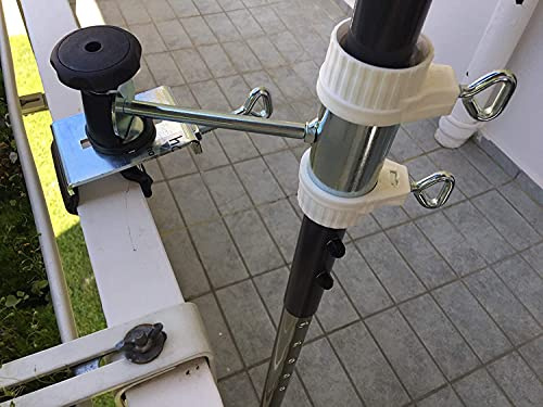 STABIELO 5530-25420DISTG1 2 x - BALKONSCHIRMHALTER - ABSTANDSHALTER 25-52 mm Ø - Gross - Distanz SONNENSCHIRMHALTER für BALKONGELÄNDER -