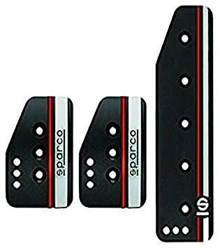 Sparco Satz Sportpedale 'Settanta' - Schwarz Aluminium + Weiß/Orange - Handgeschaltet - Stehend Pedal