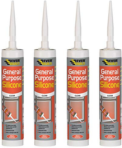 Everbuild 4 X General Purpose Silicone Clear 310ml EVBGPSCL