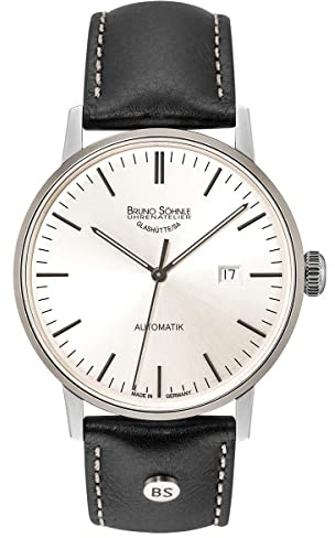 Bruno Söhnle 17-12173-247 Stuttgart Automatik Big Herren-Armbanduhr, Automatikwerk BS175, Edelstahlgehäuse, Saphirglas, Lederarmband, mit Dornschließe, 5 bar