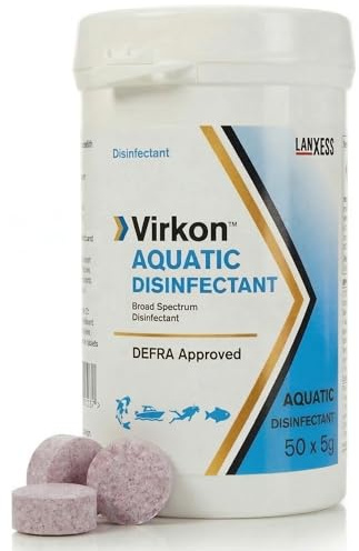 Virkon Aquatic Disinfectant Tablets for Fish Ponds & Koi Health – 50 x 5g Broad-Spectrum Virucide Kills KHV, WSSV, Bacteria & Fungi – DEFRA Approved Biosecurity Treatment for Nets, Gear & Systems