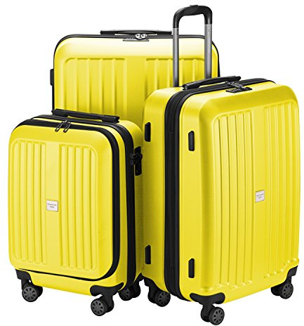 HAUPTSTADTKOFFER - X-Berg - 3er Koffer-Set Hartschalen-Koffer Koffer Trolley Rollkoffer Reisekoffer, TSA, (S, M & L) Gelb matt