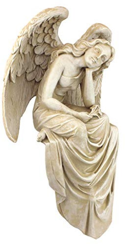 Design Toscano NG34725 Resting Grace Angel Sitting Garden Statue, Medium, 21.5 cm, Polyresin, Ancient Ivory