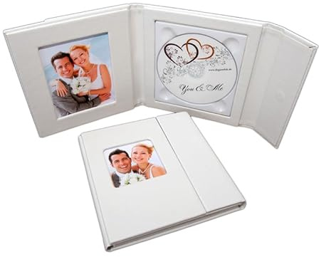 Custodia in pelle di CD/DVD di nozze. Matrimonio DVD Album. Bianca