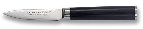 Echtwerk Damaszener Schälmesser, Gemüsemesser/Obstmesser, kleines handliches Küchenmesser/ Allzweckmesser, aus Damaststahl, Messergriff aus Pakka-Holz, Klinge mit Glattschliff, Klinge ca. 8,5 cm