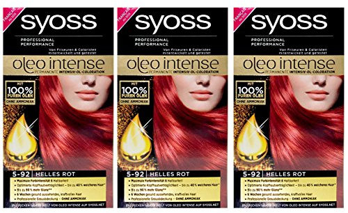 SYOSS 5-92 Oleo Intensiv Hellrot Haarfarbe 3er Pack - Präzises Farbergebnis