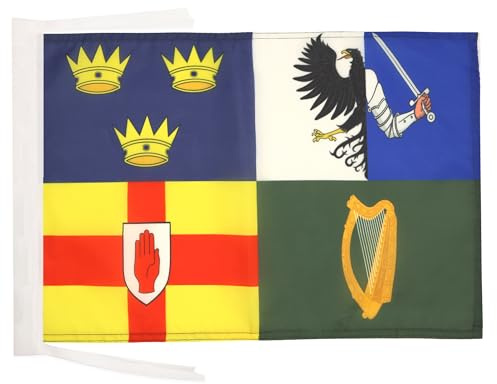 AZ FLAG Bandera Irlanda 4 provincias 45x30 cm Poliéster 100D Cuerdas | Uso interior y exterior Enseña irlandesa Ireland 4 provinces costuras dobles y bordes reforzados