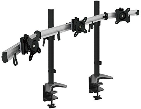 HFTEK 3-Fach-Monitorarm-Halterung Halter Tischhalterung für 3 Monitore von 15 – 34 Zoll mit Tisch-Klemmsystem - VESA-Lochmuster 75/100 (MP230C-XL)