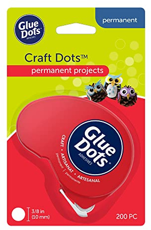 Glue Dots 4484 dubbelsidiga självhäftande prickar, Dot 'n Go tejprulle, 200 punkter, superstark, rund, 10 mm, mångsidig användning, gör-det-själv-pyssel, trä, stenar eller kort dekorera