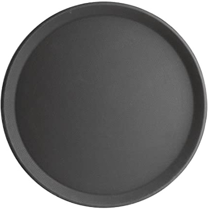 Olympia Kristallon Rundes Tablett Anti-Rutsch Fiberglas Schwarz - 406mm 16