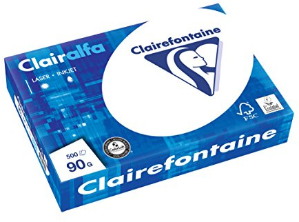Clairefontaine Druckerpapier Clairalfa in Weiß / 5 x 500 Blatt in DIN A4 mit 90 Gramm / Blickdichtes Kopierpapier mit besonderer A-Qualität