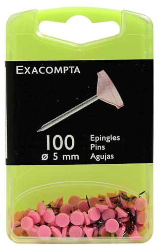Exacompta BTE 100 EPINGLES TETE PLATE 5MM ROSE