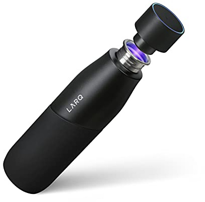LARQ Movement Smart Self-Cleaning UV Lightweight Stainless Water Bottle | Not insulated, single wall. Leak-proof, BPA free reusable metal water bottle for gym, travel, sport, running. 950 ml.