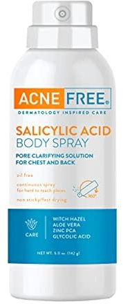 AcneFree Salicylic Acid Body Spray, Pore Clarifying Solution for chest and back, 5 Ounce