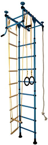 NiroSport Sprossenwand M1 Blau Kletterwand Klettergerüst Turnwand Heimsportgerät Keine Bohrungen in Decke und Fußboden