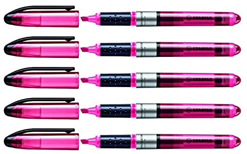 STABILO NAVIGATOR - Set di 5 evidenziatori con punta smussata, 1 – 4 mm, colore: Rosa brillante