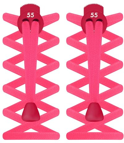 55 Sport Elastische Schnürsenkelstopper, flaches Design, damen Herren Kinder, neon pink