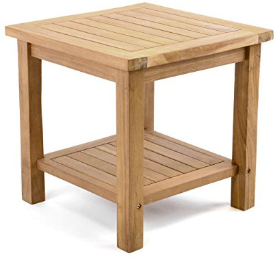 Divero Balkontisch Teakholz wetterbeständig Beistelltisch 50x50x50cm | Massives Teakholz Tisch STRALSUND, handgefertigt, wetterfest, vorbehandelt, SVLK zertifiziert,Indoor Outdoor