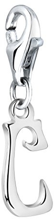 Nenalina Buchstabe C Karabiner Charm Anhänger Bettelarmband 925 Silber | Damen-Charm-Anhänger für alle gängigen Charmträger Charm-Club Clasp-Charms 925er Sterling-Silber
