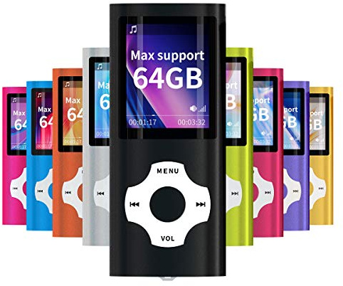 MYMAHDI - Digital, Compact and Portable MP3 / MP4 Player (Max support 64 GB Micro SD Card) with Photo Viewer, E-Book Reader and Voice Recorder and FM Radio Video Movie in Black