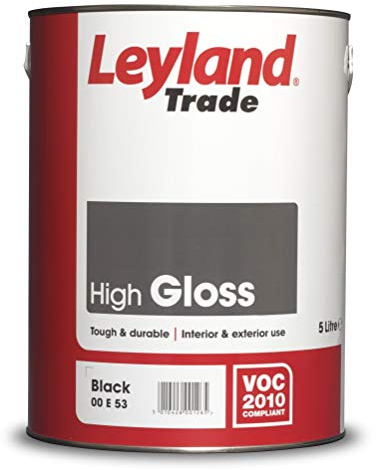 Leyland Trade - High Gloss Wood & Metal Paint - Black - 5L | High Sheen Finish, Interior & Exterior Wood & Metal, Excellent Flow & Levelling Properties, Easy Apply, Tough & Durable