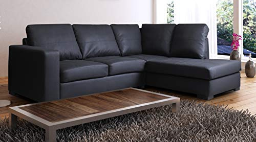 Venice Black PU Leather Right Hand Large corner Group Sofa Suite
