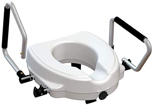 Rialzo WC, 12,5 cm, alzawater anatomico con sistema di fissaggio e braccioli reclinabili, portata 130kg
