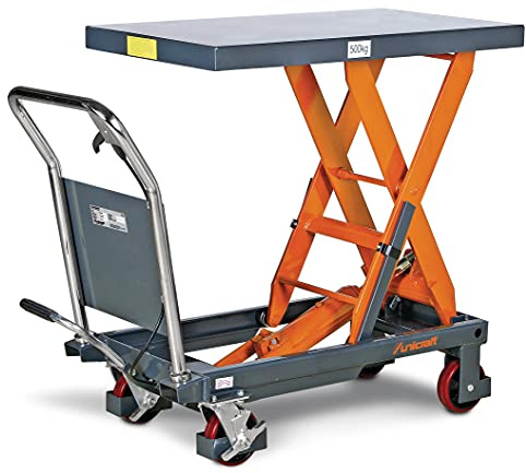 Unicraft FHT 500 - Fahrbarer Scherenhubtisch mit hydraulischer Hebevorrichtung mit 500 kg Tragkraft.