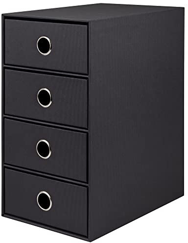 Rössler SOHO 4er Schubladenbox aus Papier | Büro Organizer Schreibtisch | Schubladen Organizer Büro Zubehör & Bürobedarf | Schreibtisch Organizer Box | 18 x 25 x 32 cm | 1 Stück | Farbe: Schwarz