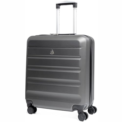 Aerolite 56x45x25cm British Airways Jet2 & easyJet Upgrade Maximum Allowance Large Lightweight 8 Wheel Carry On Hand Cabin Luggage Bag Suitcase 56x45x25 with TSA Approved Lock Charcoal Grey