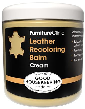 Furniture Clinic Balsamo Ricolorante per Pelle in 16 Colori Colore Crema Nutriente, Ripara, Rinnova Pelle Assorbente Sbiadita, Usurata, Graffiata - Divani, Sedili Auto, Scarpe, Borse, Giacche