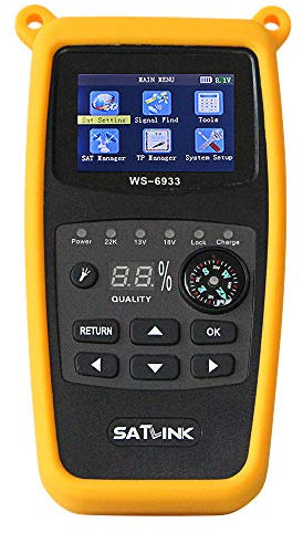 Satlink 6933 Pointeur Satellite pour Transpondeurs DVB-S/DVB-S2 HD Noir
