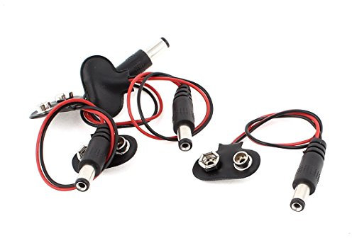 Sourcingmap 4 pièces DC 5.5x2.1mm Prise T Type Filaire 9V Clip De Pile Connecteurs Support
