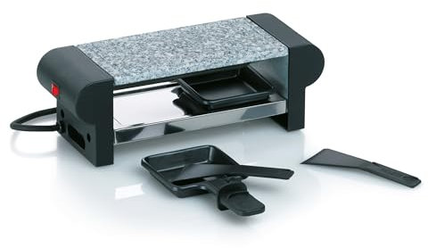 kela mini raclette placa de piedra, raclette 2 personas SPLÜGEN, acero recubierto antiadherente, piedra caliente, 400 vatios, raclette 1 persona