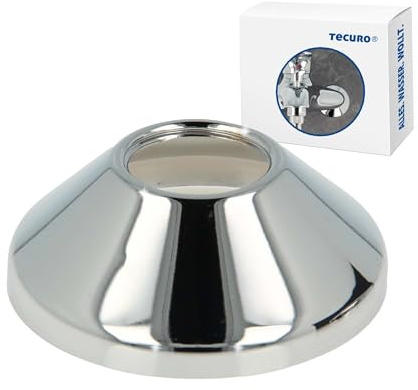 tecuro Rosace filetée Ø 27 mm intérieur (3/4), Ø extérieur 70 mm, hauteur 25 mm, laiton chromé de haute qualité, forme conique, cache tuyau