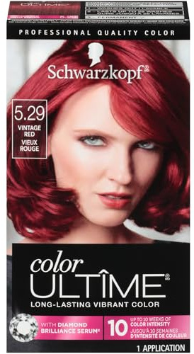 Schwarzkopf Color Ultime 5.29 Vintage Red Hair Dye, Permanent Intense Red with Diamond Brilliance, Fade-Resistant, Covers Grays, All Hair Textures