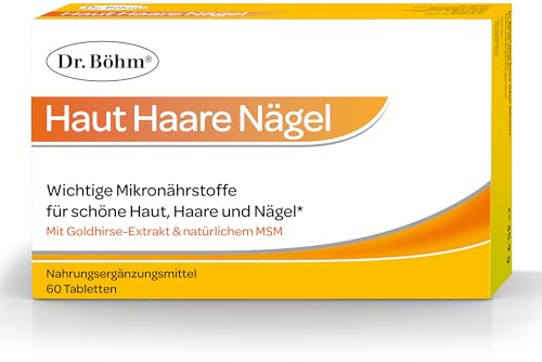 Dr. Böhm Haut Haare Nägel: Vitamine & Nährstoffe für Haut, Haare & Nägel, mit Silizium aus Goldhirse & Kieselerde, Selen, Biotin, Zink, 60 Tabletten