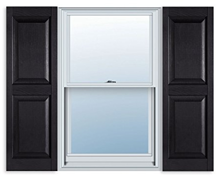 Exterior Solutions Standard Raised Panel Exterior Vinyl Shutter, Black (Pair), 15 Inch x 59 Inch