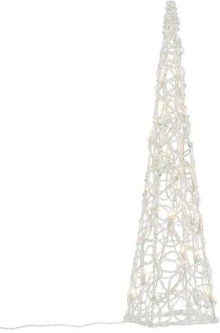 LED Pyramide Lichterkegel – Beleuchtung für Weihnachten innen außen – Acryl-Figur Batterie & Timer – 30 Leuchten warm kalt weiß 60 cm hoch (Warmweiß)