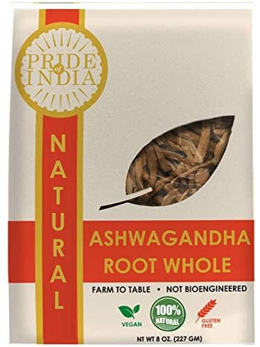 Pride Of India Ashwagandha Root Whole - 8 oz (227 g) | Withania Somnifera Whole Root | Traditional Ayurvedic Herb | Natural Botanical Ingredient.