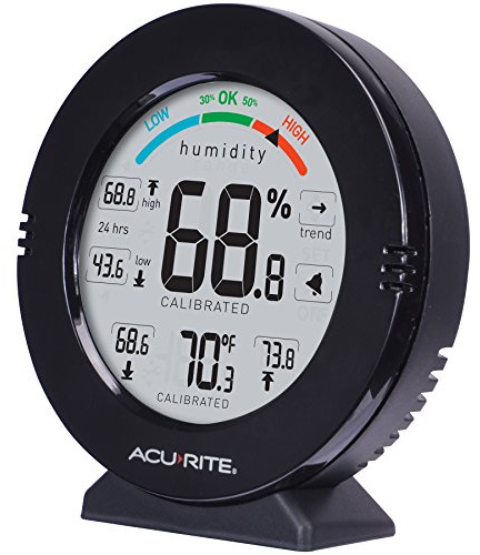 AcuRite 01080M Pro Accuracy Temperature and Humidity Gauge with Alarms, Black