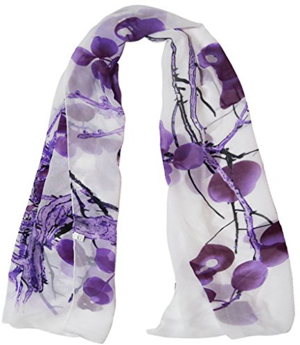 GOFINEE Women Chiffon Long Neck Scarf Head Hair Wrap Soft Lightweight Grape