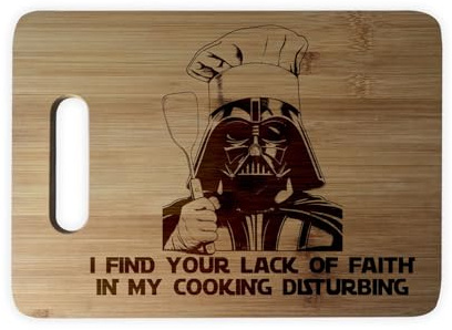 Funny Space Villian Bamboo Cutting Board, Wedding Gifts, Housewarming Gift, Christmas Butcher Block
