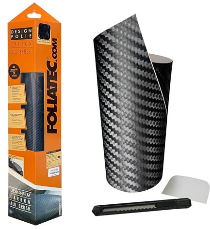 FOLIATEC Cockpit Designfolie Ultra Carbon Folie für Auto Cockpit Fahrzeuginnenraum Außenspiegel Zierleisten, schwarz strukturiert, 152 x 20 cm