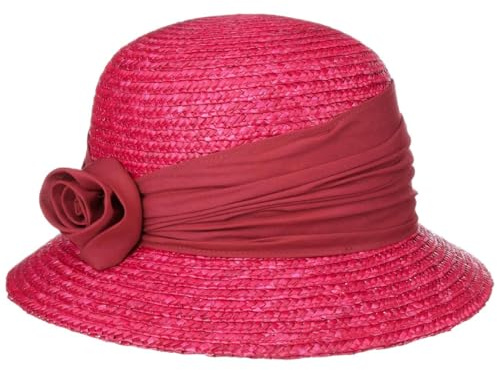 Seeberger Kassida Stroh Sommerhut Blütendekoration Damenhut (One Size - rot)