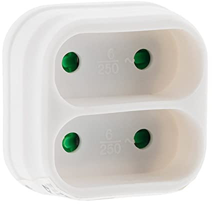 Multiprise biplite de façade 6A - Blanc - Zenitech